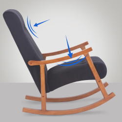 Fauteuil à bascule en velours Saltillo noyer/noir