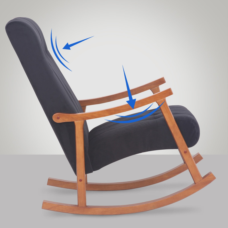 Fauteuil à bascule en velours Saltillo noyer/noir