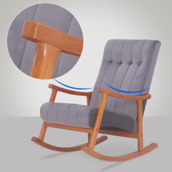 Fauteuil à bascule en velours Saltillo noyer/gris