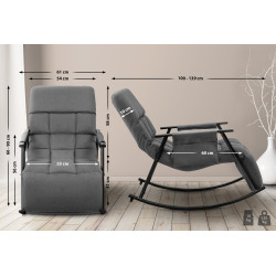 Chaise à bascule en tissu Cathy gris foncé