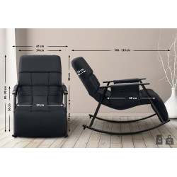 Chaise à bascule en tissu Cathy noir