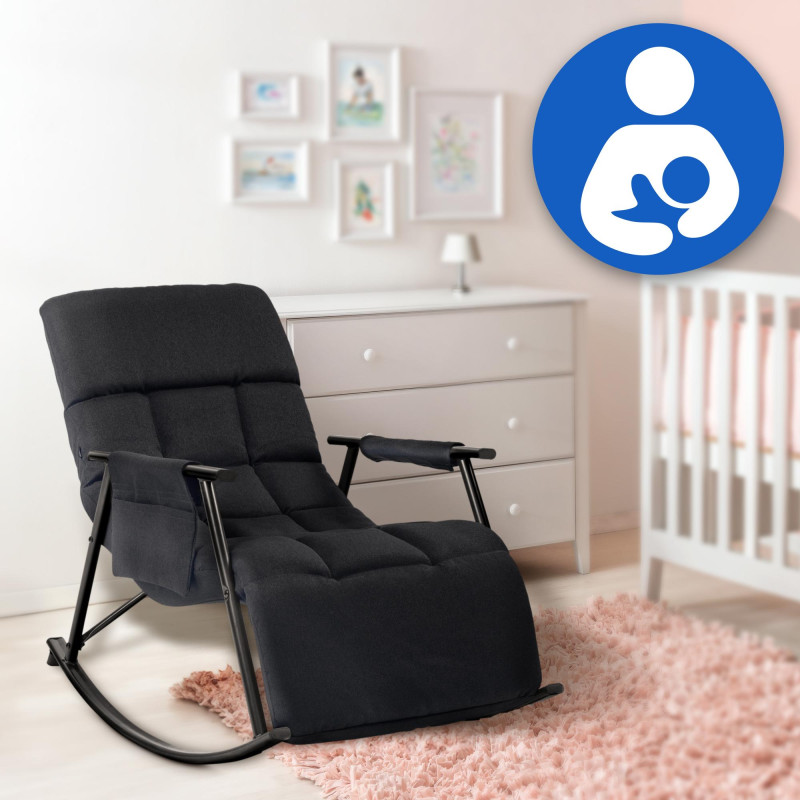 Chaise à bascule en tissu Cathy noir