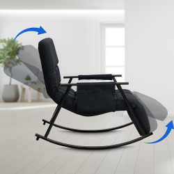 Chaise à bascule en tissu Cathy noir