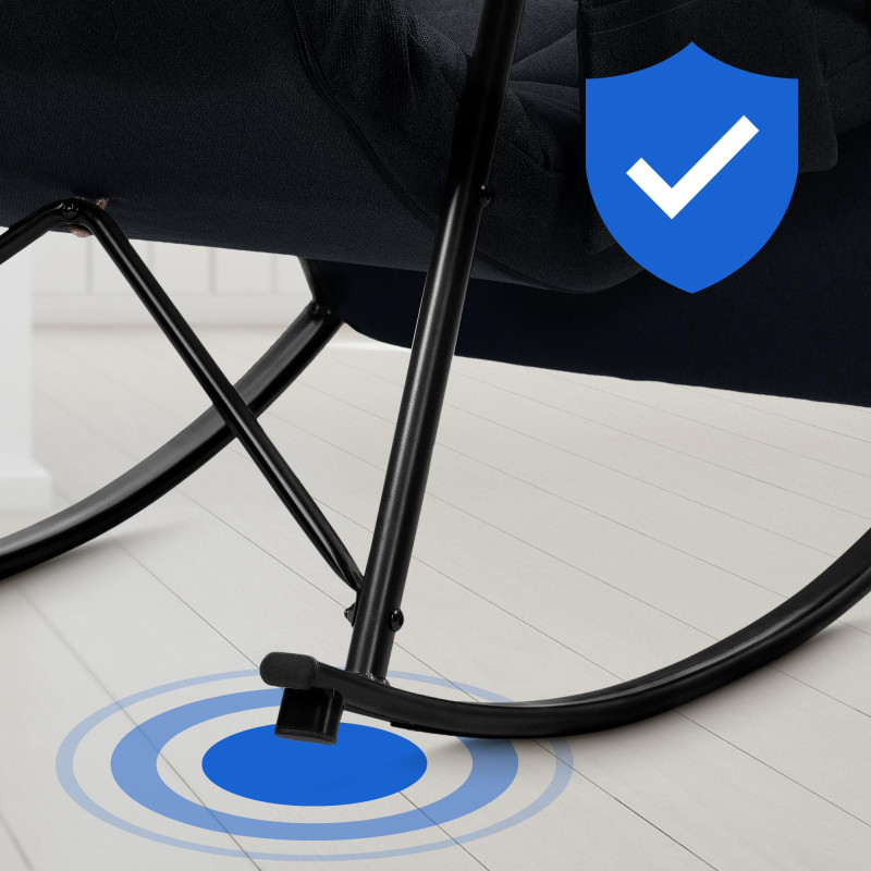 Chaise à bascule en tissu Cathy noir