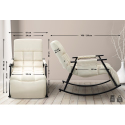 Chaise à bascule en tissu Cathy crème