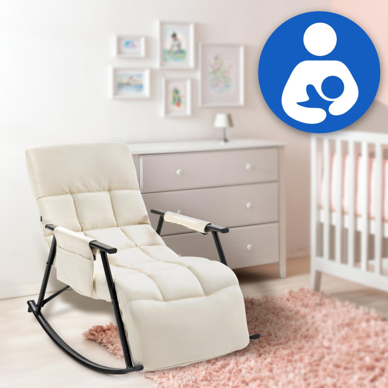 Chaise à bascule en tissu Cathy crème