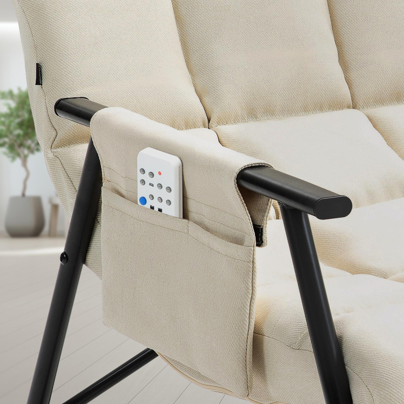 Chaise à bascule en tissu Cathy crème