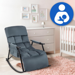 Fauteuil à bascule en velours Cathy gris foncé