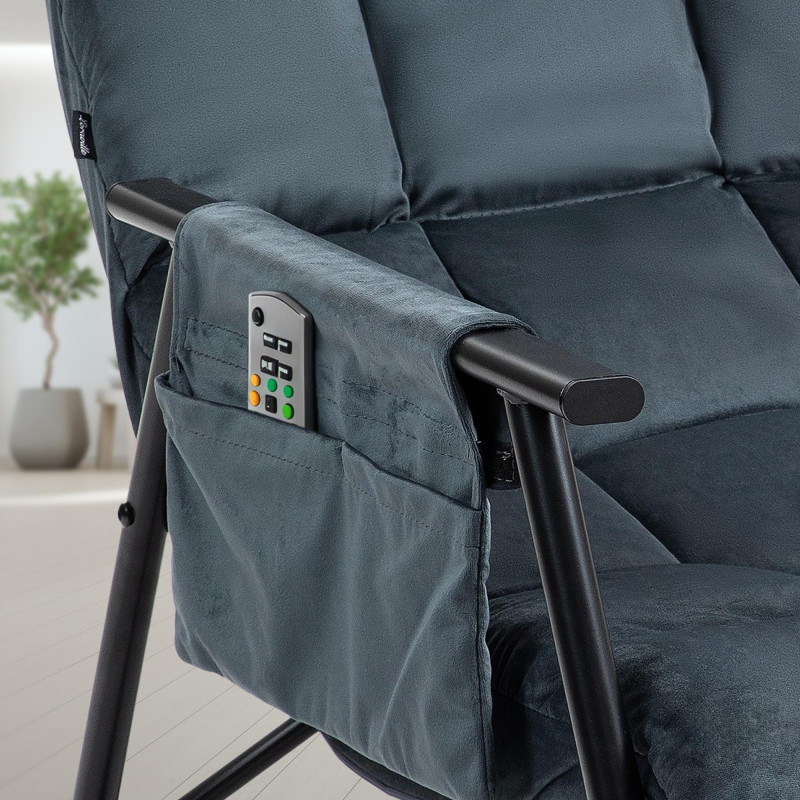 Poltrona de baloiço em veludo Cathy cinzento escuro