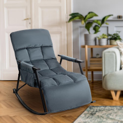 Fauteuil à bascule en velours Cathy gris foncé