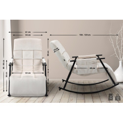 Poltrona de baloiço em veludo Cathy creme