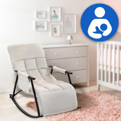 Fauteuil à bascule en velours Cathy crème