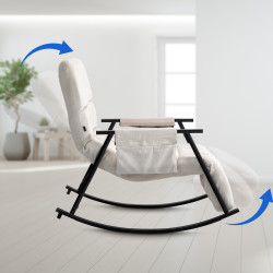 Fauteuil à bascule en velours Cathy crème