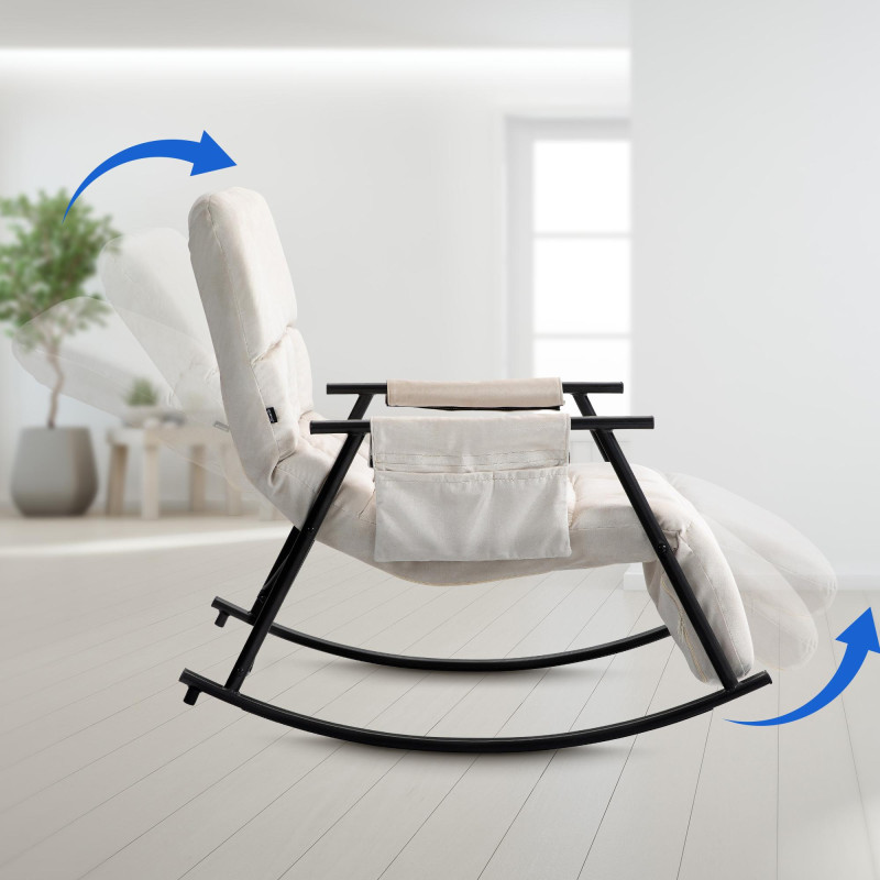 Fauteuil à bascule en velours Cathy crème