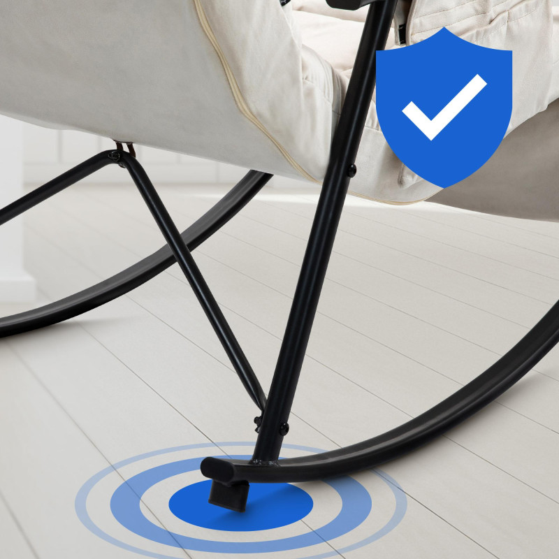 Fauteuil à bascule en velours Cathy crème