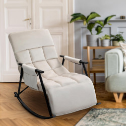 Fauteuil à bascule en velours Cathy crème