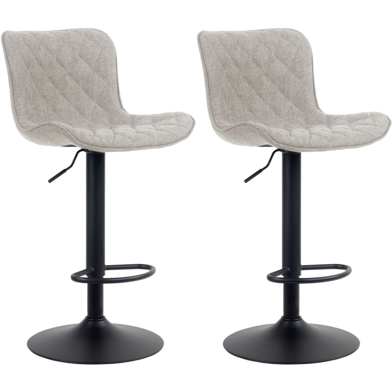 Lot de 2 tabourets de bar en tissu Emma taupe