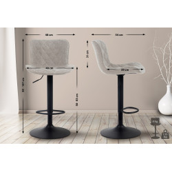 Lot de 2 tabourets de bar en tissu Emma taupe