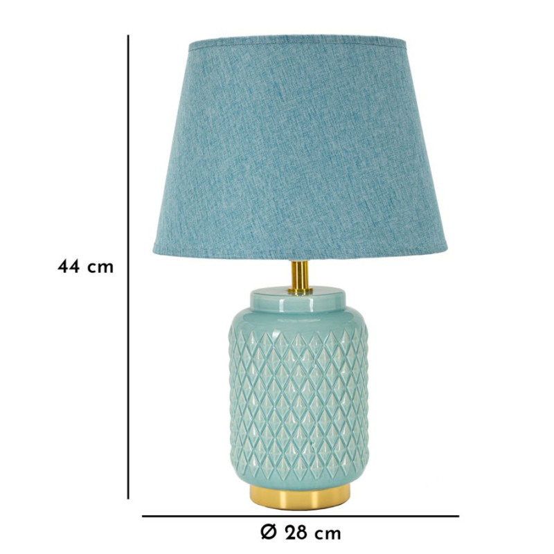 LAMPE DE TABLE CARRÉE TURQUOISE CM Ø 28X44
