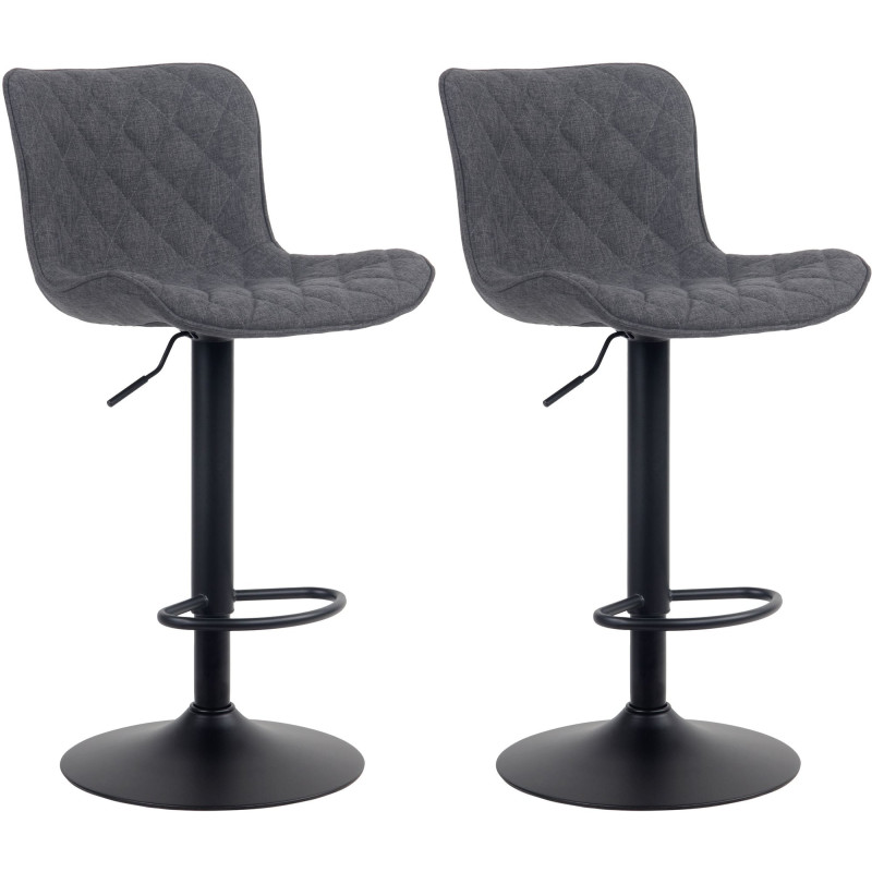 Lot de 2 tabourets de bar en tissu Emma noir