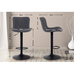 Lot de 2 tabourets de bar en tissu Emma noir
