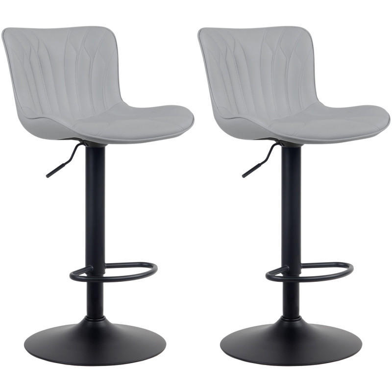 Lot de 2 tabourets de bar Linus en cuir artificiel gris