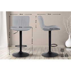 Lot de 2 tabourets de bar Linus en cuir artificiel gris