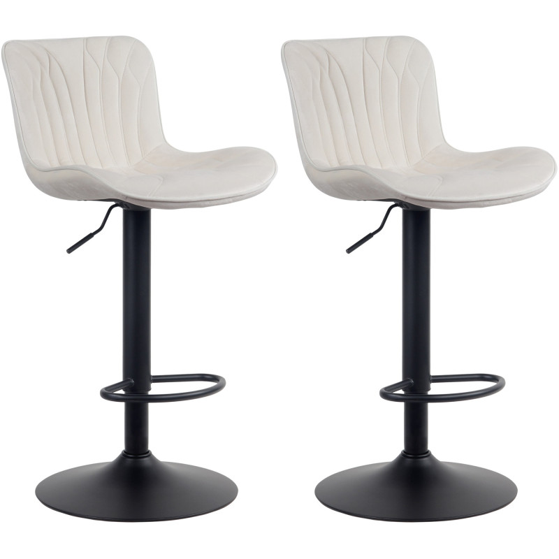 Lot de 2 tabourets de bar en velours Linus crème