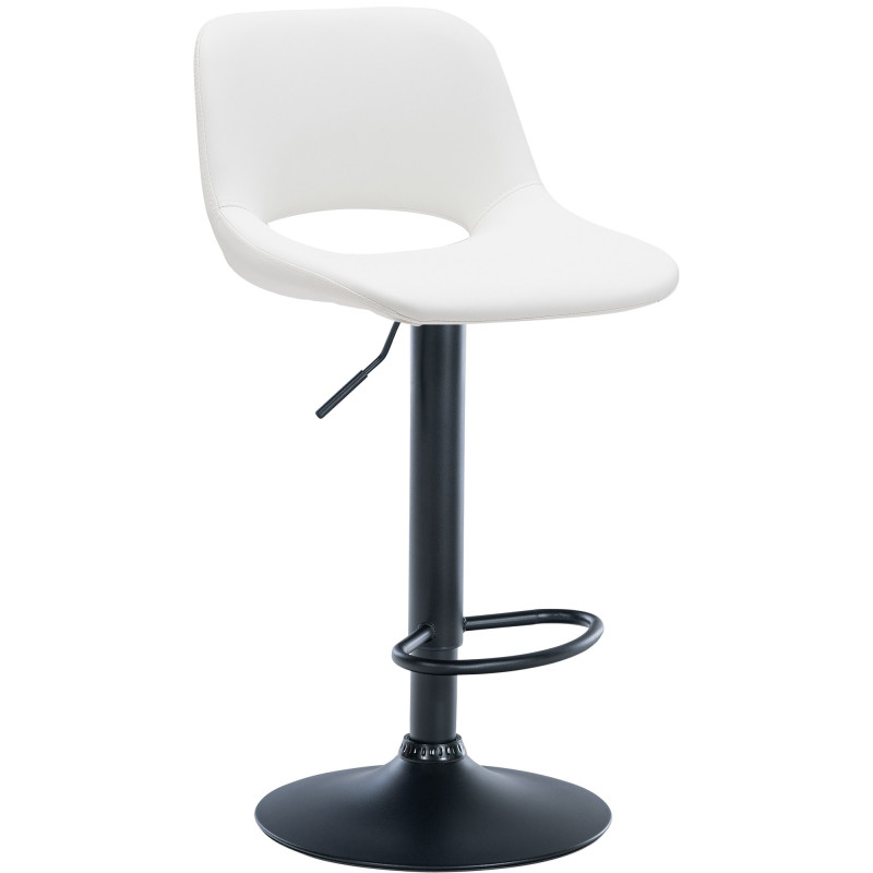 Tabouret de bar Camden, simili cuir noir et blanc