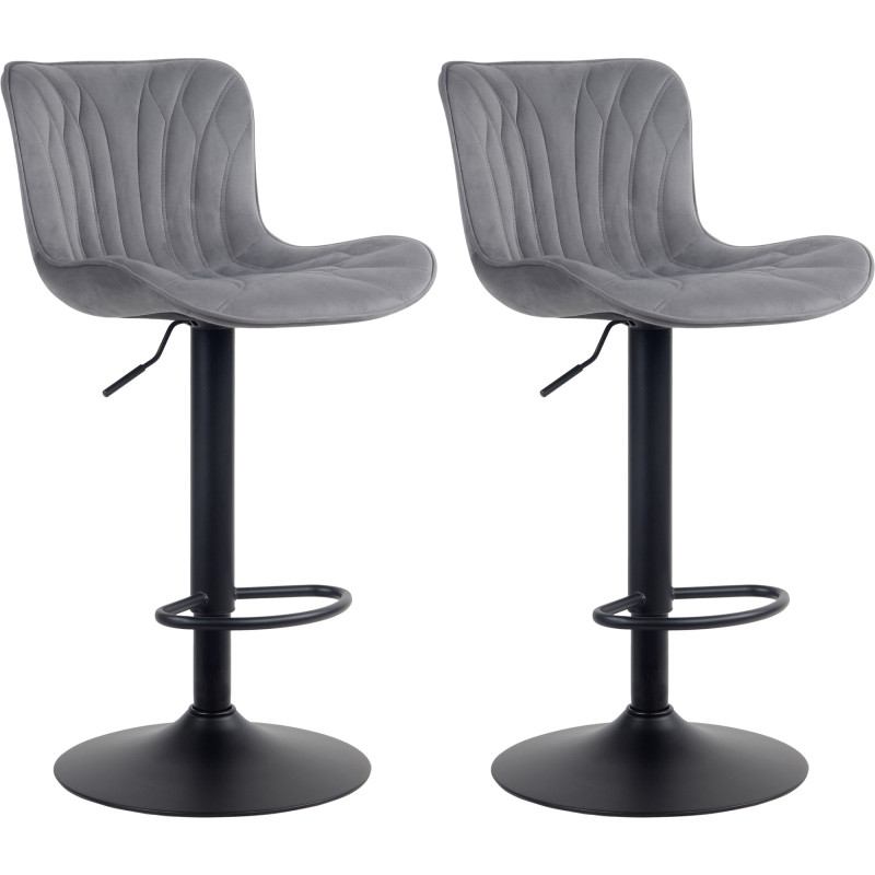 Lot de 2 tabourets de bar en velours Linus gris foncé
