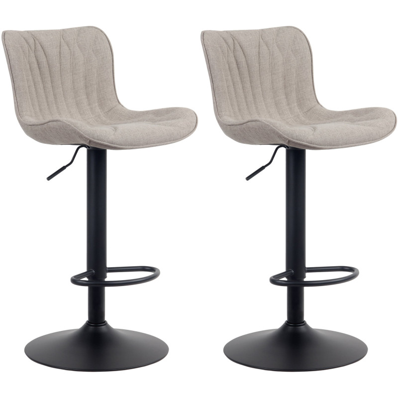 Lot de 2 tabourets de bar en tissu Linus taupe