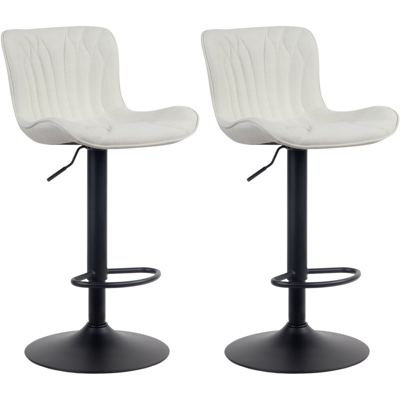 Lot de 2 tabourets de bar en tissu Linus crème