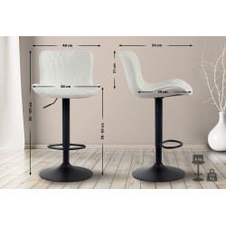 Lot de 2 tabourets de bar en tissu Linus crème
