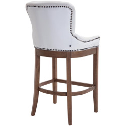 Tabouret de bar Lakewood en cuir véritable, couleur antique clair blanc