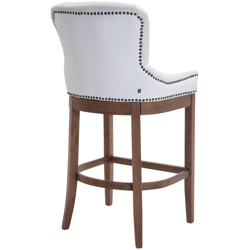Tabouret de bar Lakewood en cuir véritable, couleur antique clair blanc