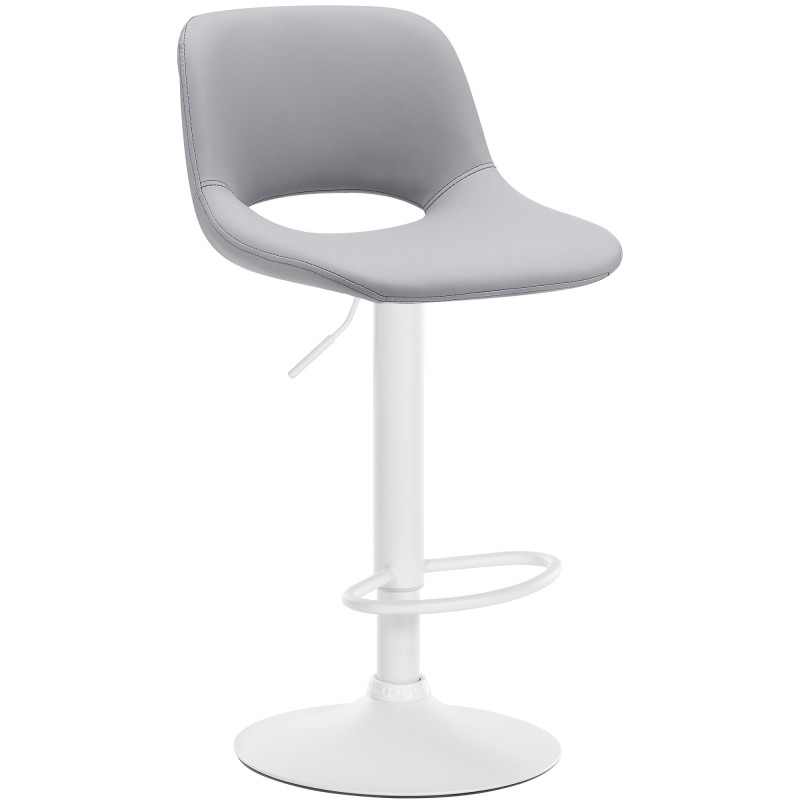Tabouret de bar Camden, similicuir, blanc/gris