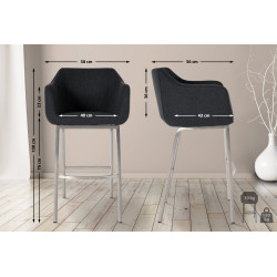 Tabouret de bar Monea E en feutre anthracite