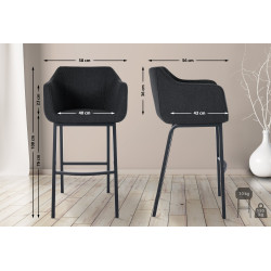 Tabouret de bar Monea B en feutre anthracite