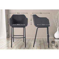 Tabouret de bar Monea B en feutre gris