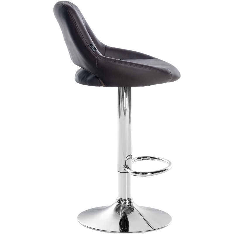 Tabouret de bar Milet en cuir artificiel chromé brun