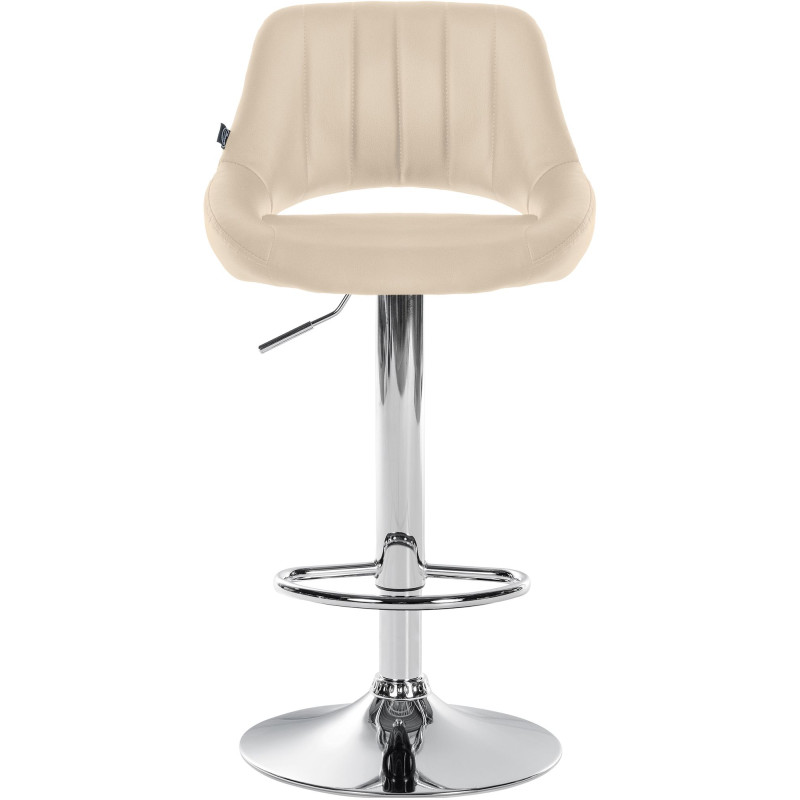 Tabouret de bar Milet en cuir artificiel chromé crème