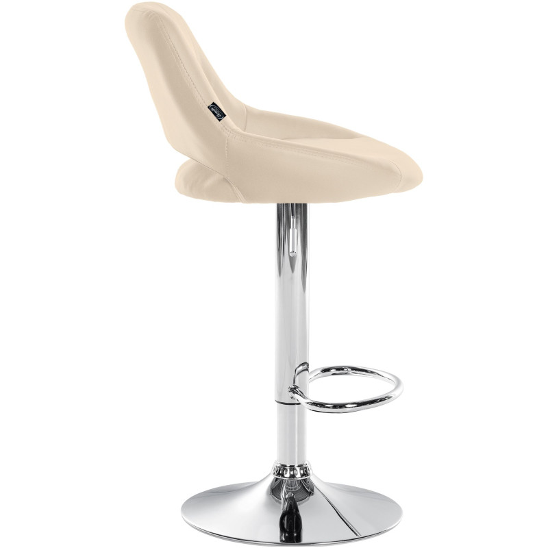Tabouret de bar Milet en cuir artificiel chromé crème