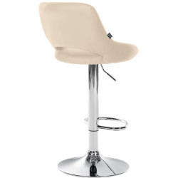 Tabouret de bar Milet en cuir artificiel chromé crème