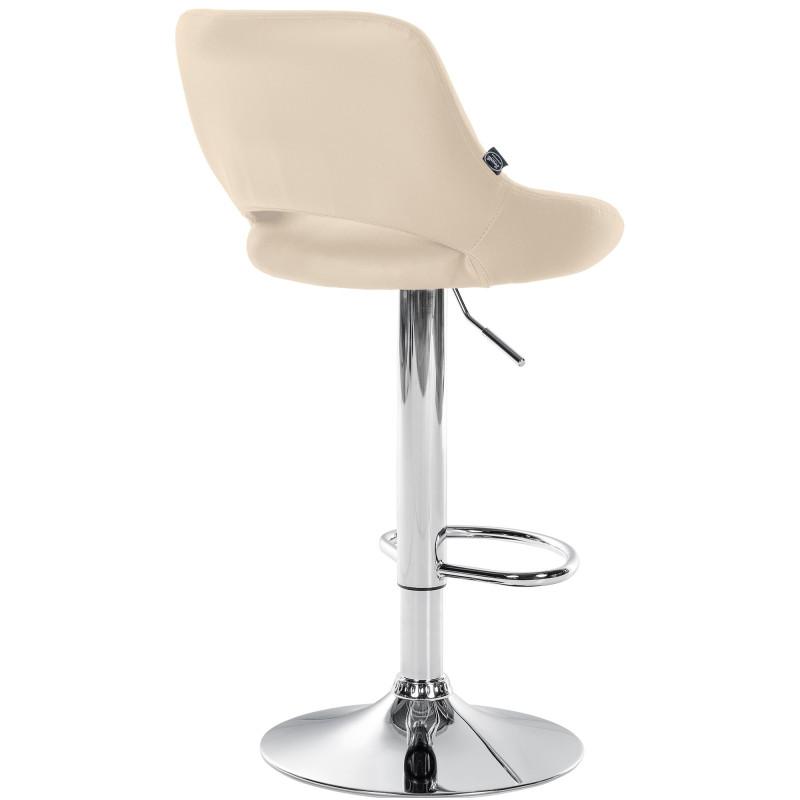 Tabouret de bar Milet en cuir artificiel chromé crème
