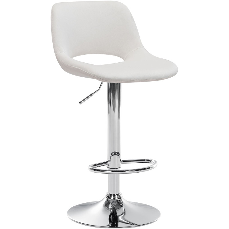 Tabouret de bar Camden velours chrome crème