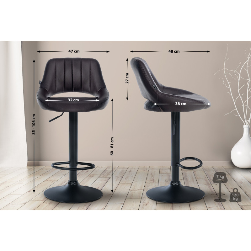 Tabouret de bar Milet simili cuir brun