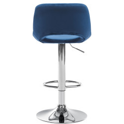 Tabouret de bar en velours Camden bleu chrome