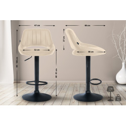Tabouret de bar Milet simili cuir crème