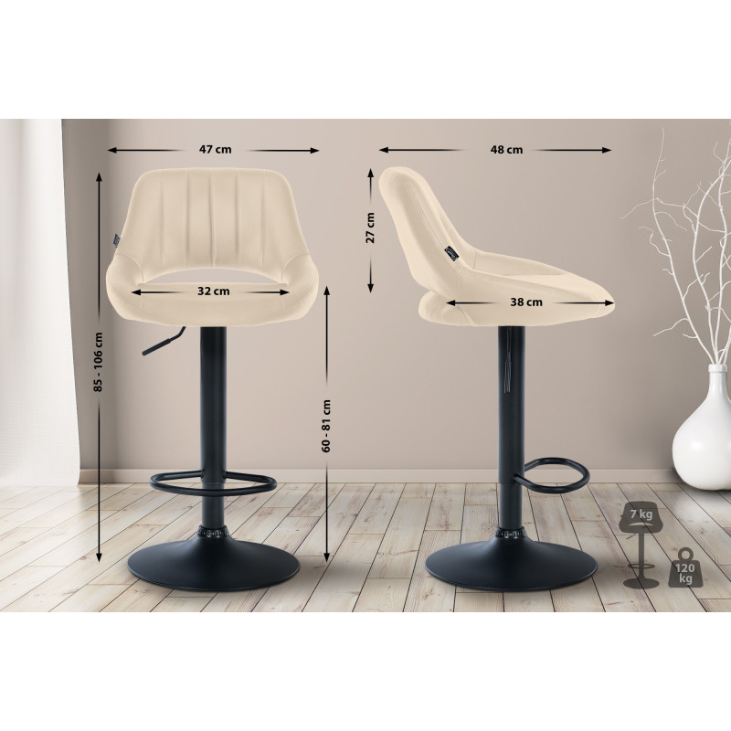Tabouret de bar Milet simili cuir crème