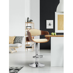 Tabouret de bar Kingston C noyer/crème